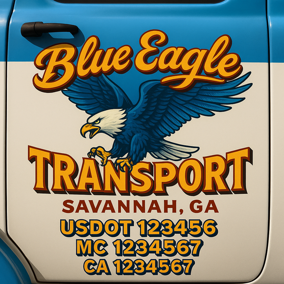 Truck Door Decal Sticker Lettering With USDOT, MC, CA, KYU, GVW & More | Custom Truck Door Decal Sticker Signs (Set of 2)