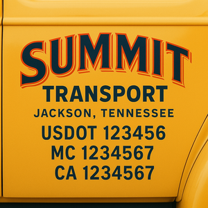 Truck Door Decal Sticker Lettering With USDOT, MC, CA, KYU, GVW & More | Custom Truck Door Decal Sticker Signs (Set of 2)
