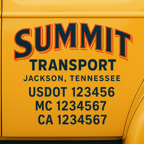 Truck Door Decal Sticker Lettering With USDOT, MC, CA, KYU, GVW & More | Custom Truck Door Decal Sticker Signs (Set of 2)