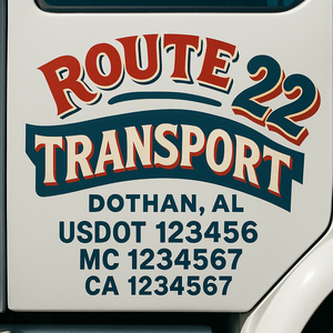 Truck Door Decal Sticker Lettering With USDOT, MC, CA, KYU, GVW & More | Custom Truck Door Decal Sticker Signs (Set of 2)