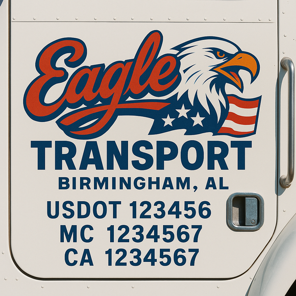 Truck Door Decal Sticker Lettering With USDOT, MC, CA, KYU, GVW & More | Custom Truck Door Decal Sticker Signs (Set of 2)