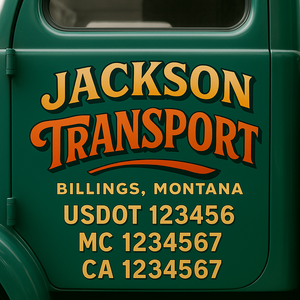 Truck Door Decal Sticker Lettering With USDOT, MC, CA, KYU, GVW & More | Custom Truck Door Decal Sticker Signs (Set of 2)