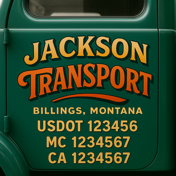Truck Door Decal Sticker Lettering With USDOT, MC, CA, KYU, GVW & More | Custom Truck Door Decal Sticker Signs (Set of 2)