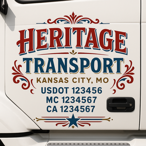 Truck Door Decal Sticker Lettering With USDOT, MC, CA, KYU, GVW & More | Custom Truck Door Decal Sticker Signs (Set of 2)