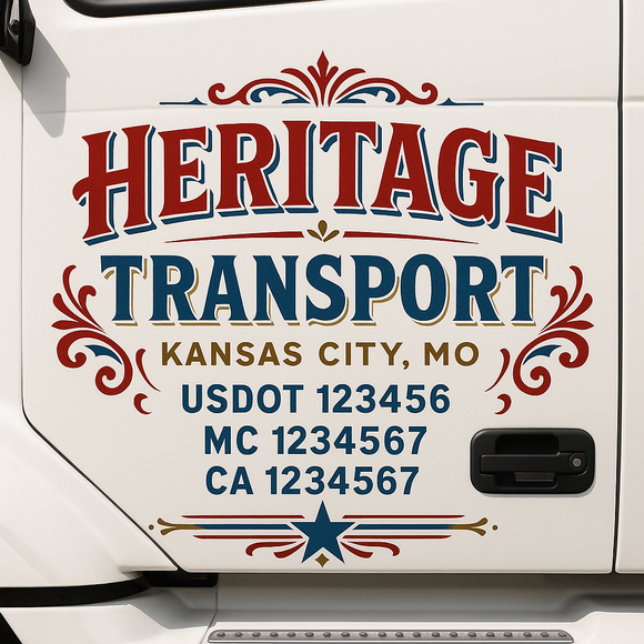 Truck Door Decal Sticker Lettering With USDOT, MC, CA, KYU, GVW & More | Custom Truck Door Decal Sticker Signs (Set of 2)