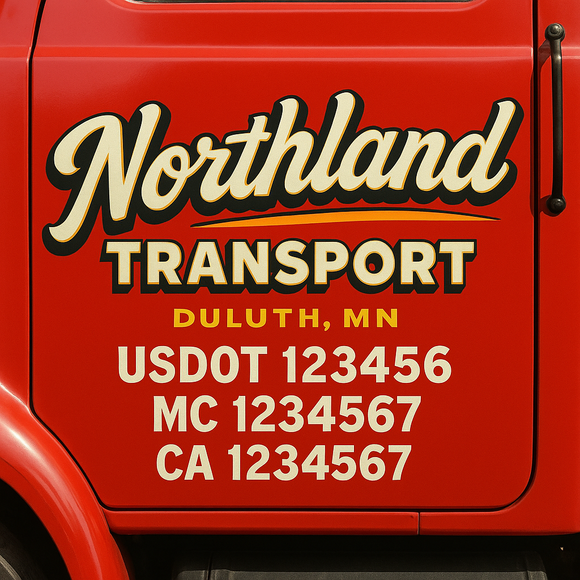 Truck Door Decal Sticker Lettering With USDOT, MC, CA, KYU, GVW & More | Custom Truck Door Decal Sticker Signs (Set of 2)