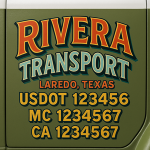 Truck Door Decal Sticker Lettering With USDOT, MC, CA, KYU, GVW & More | Custom Truck Door Decal Sticker Signs (Set of 2)