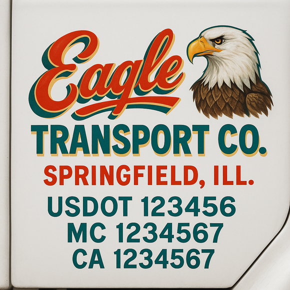 Truck Door Decal Sticker Lettering With USDOT, MC, CA, KYU, GVW & More | Custom Truck Door Decal Sticker Signs (Set of 2)