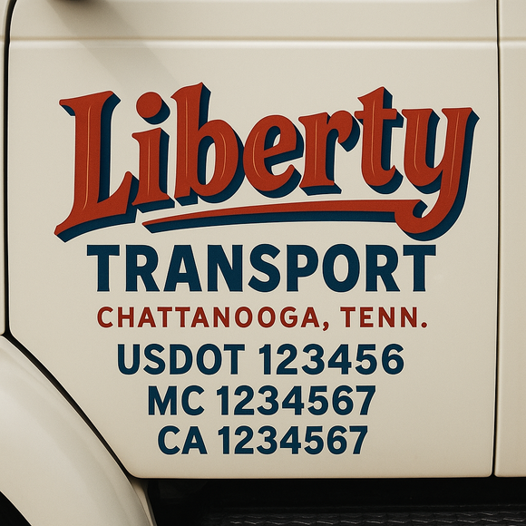 Truck Door Decal Sticker Lettering With USDOT, MC, CA, KYU, GVW & More | Custom Truck Door Decal Sticker Signs (Set of 2)