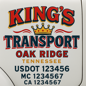 Truck Door Decal Sticker Lettering With USDOT, MC, CA, KYU, GVW & More | Custom Truck Door Decal Sticker Signs (Set of 2)