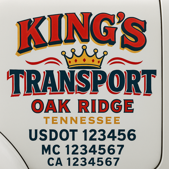 Truck Door Decal Sticker Lettering With USDOT, MC, CA, KYU, GVW & More | Custom Truck Door Decal Sticker Signs (Set of 2)