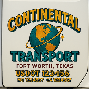 Truck Door Decal Sticker Lettering With USDOT, MC, CA, KYU, GVW & More | Custom Truck Door Decal Sticker Signs (Set of 2)