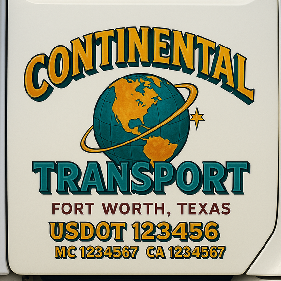 Truck Door Decal Sticker Lettering With USDOT, MC, CA, KYU, GVW & More | Custom Truck Door Decal Sticker Signs (Set of 2)