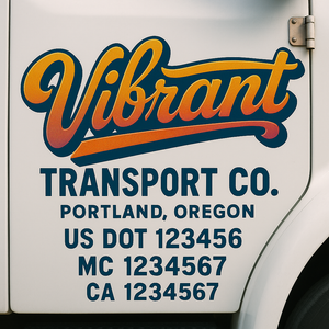 Truck Door Decal Sticker Lettering With USDOT, MC, CA, KYU, GVW & More | Custom Truck Door Decal Sticker Signs (Set of 2)