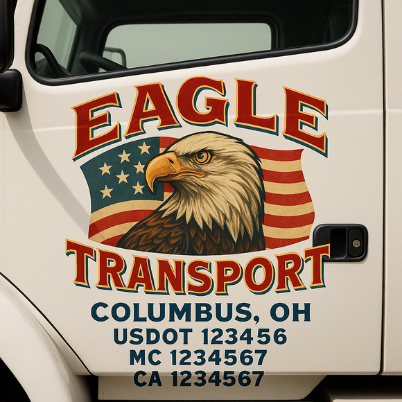 Truck Door Decal Sticker Lettering With USDOT, MC, CA, KYU, GVW & More | Custom Truck Door Decal Sticker Signs (Set of 2)