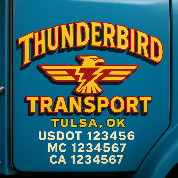 Truck Door Decal Sticker Lettering With USDOT, MC, CA, KYU, GVW & More | Custom Truck Door Decal Sticker Signs (Set of 2)