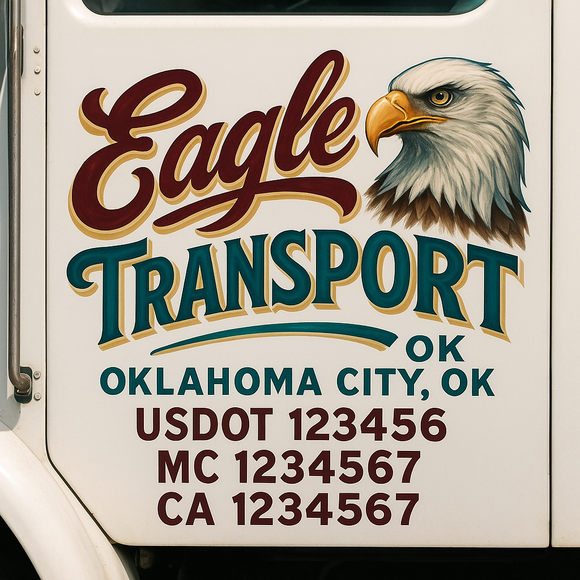 Truck Door Decal Sticker Lettering With USDOT, MC, CA, KYU, GVW & More | Custom Truck Door Decal Sticker Signs (Set of 2)