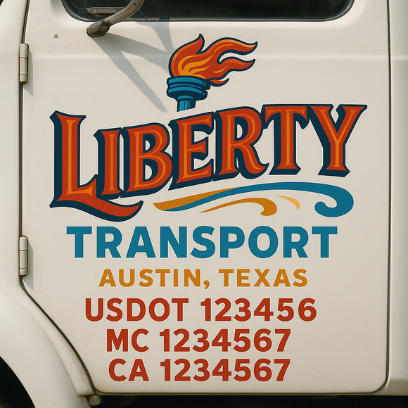 Truck Door Decal Sticker Lettering With USDOT, MC, CA, KYU, GVW & More | Custom Truck Door Decal Sticker Signs (Set of 2)