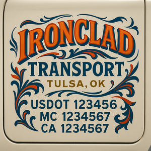 Truck Door Decal Sticker Lettering With USDOT, MC, CA, KYU, GVW & More | Custom Truck Door Decal Sticker Signs (Set of 2)
