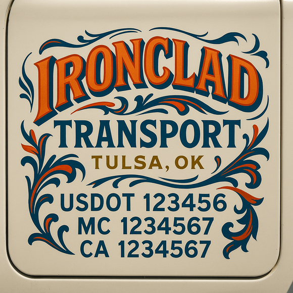 Truck Door Decal Sticker Lettering With USDOT, MC, CA, KYU, GVW & More | Custom Truck Door Decal Sticker Signs (Set of 2)