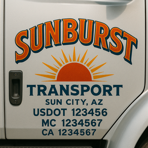 Truck Door Decal Sticker Lettering With USDOT, MC, CA, KYU, GVW & More | Custom Truck Door Decal Sticker Signs (Set of 2)