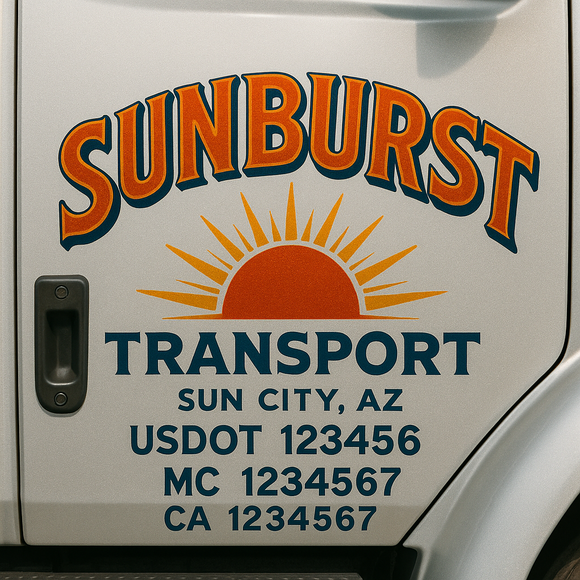 Truck Door Decal Sticker Lettering With USDOT, MC, CA, KYU, GVW & More | Custom Truck Door Decal Sticker Signs (Set of 2)