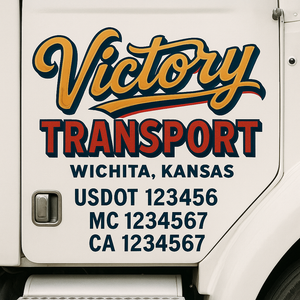Truck Door Decal Sticker Lettering With USDOT, MC, CA, KYU, GVW & More | Custom Truck Door Decal Sticker Signs (Set of 2)
