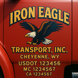 Truck Door Decal Sticker Lettering With USDOT, MC, CA, KYU, GVW & More | Custom Truck Door Decal Sticker Signs (Set of 2)