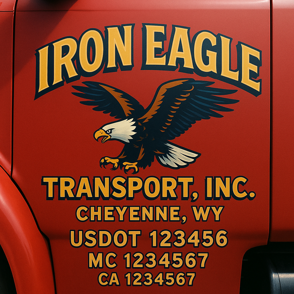 Truck Door Decal Sticker Lettering With USDOT, MC, CA, KYU, GVW & More | Custom Truck Door Decal Sticker Signs (Set of 2)