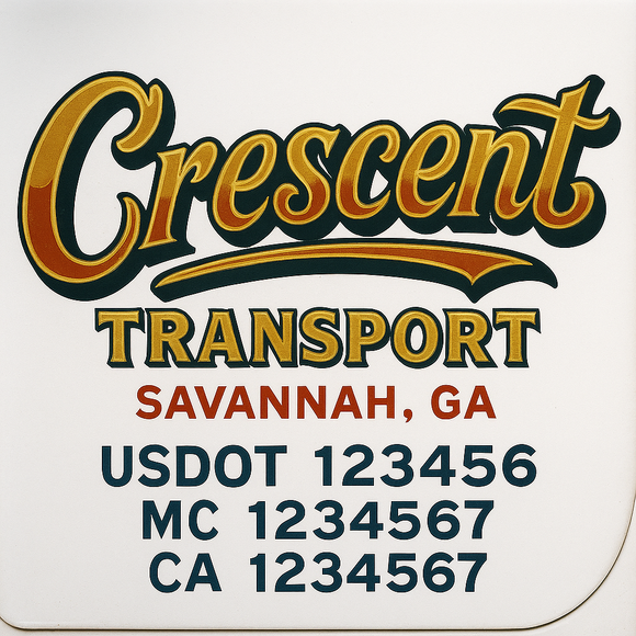 Truck Door Decal Sticker Lettering With USDOT, MC, CA, KYU, GVW & More | Custom Truck Door Decal Sticker Signs (Set of 2)