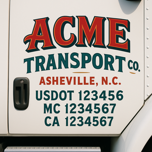 Truck Door Decal Sticker Lettering With USDOT, MC, CA, KYU, GVW & More | Custom Truck Door Decal Sticker Signs (Set of 2)