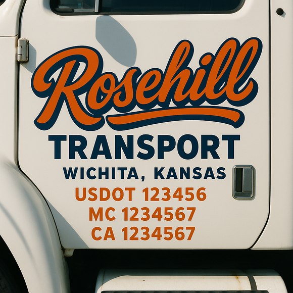 Truck Door Decal Sticker Lettering With USDOT, MC, CA, KYU, GVW & More | Custom Truck Door Decal Sticker Signs (Set of 2)