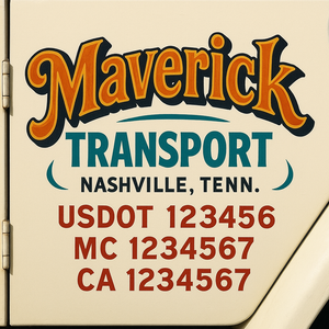 Truck Door Decal Sticker Lettering With USDOT, MC, CA, KYU, GVW & More | Custom Truck Door Decal Sticker Signs (Set of 2)