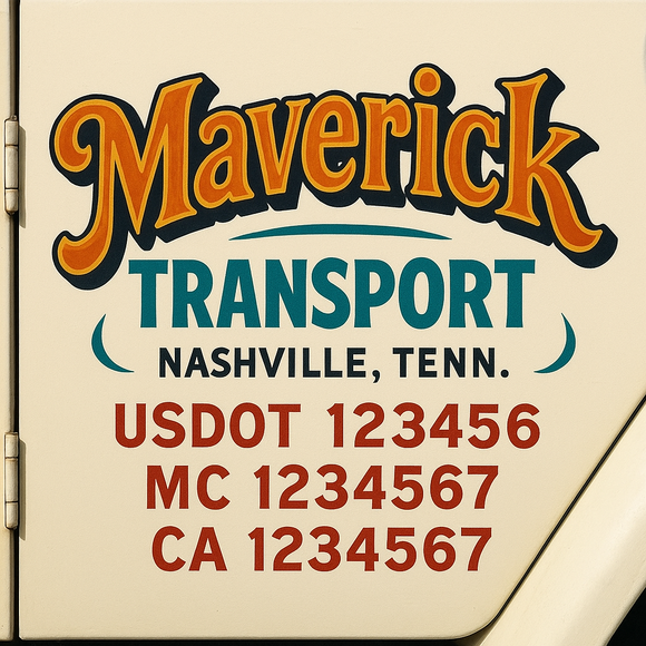 Truck Door Decal Sticker Lettering With USDOT, MC, CA, KYU, GVW & More | Custom Truck Door Decal Sticker Signs (Set of 2)