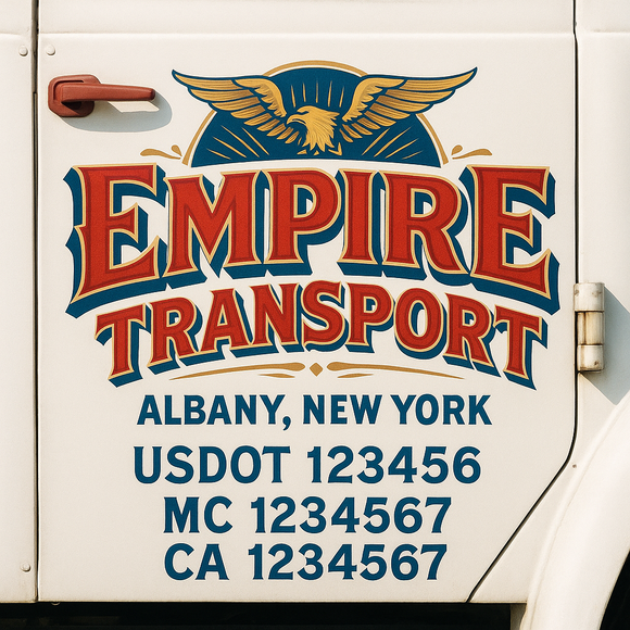Truck Door Decal Sticker Lettering With USDOT, MC, CA, KYU, GVW & More | Custom Truck Door Decal Sticker Signs (Set of 2)