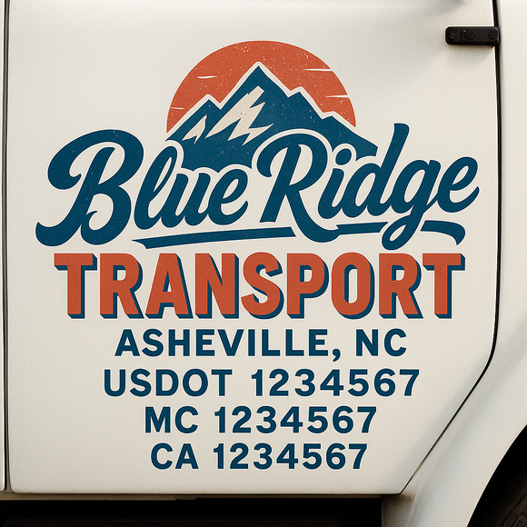 Truck Door Decal Sticker Lettering With USDOT, MC, CA, KYU, GVW & More | Custom Truck Door Decal Sticker Signs (Set of 2)