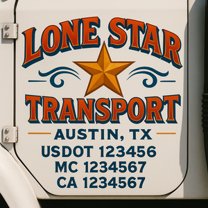 Truck Door Decal Sticker Lettering With USDOT, MC, CA, KYU, GVW & More | Custom Truck Door Decal Sticker Signs (Set of 2)