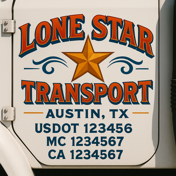 Truck Door Decal Sticker Lettering With USDOT, MC, CA, KYU, GVW & More | Custom Truck Door Decal Sticker Signs (Set of 2)