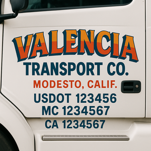 Truck Door Decal Sticker Lettering With USDOT, MC, CA, KYU, GVW & More | Custom Truck Door Decal Sticker Signs (Set of 2)