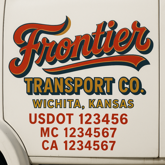 Truck Door Decal Sticker Lettering With USDOT, MC, CA, KYU, GVW & More | Custom Truck Door Decal Sticker Signs (Set of 2)