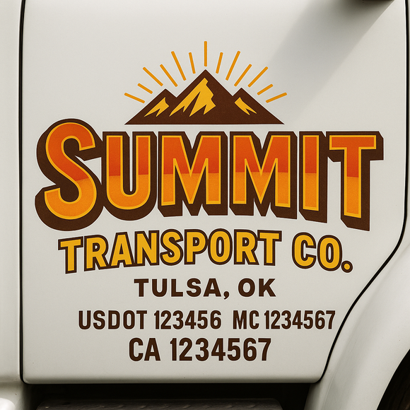 Truck Door Decal Sticker Lettering With USDOT, MC, CA, KYU, GVW & More | Custom Truck Door Decal Sticker Signs (Set of 2)