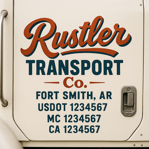Truck Door Decal Sticker Lettering With USDOT, MC, CA, KYU, GVW & More | Custom Truck Door Decal Sticker Signs (Set of 2)