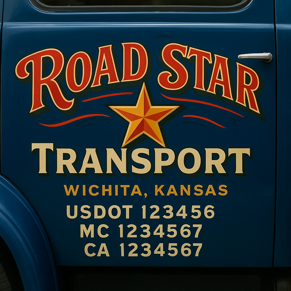 Truck Door Decal Sticker Lettering With USDOT, MC, CA, KYU, GVW & More | Custom Truck Door Decal Sticker Signs (Set of 2)