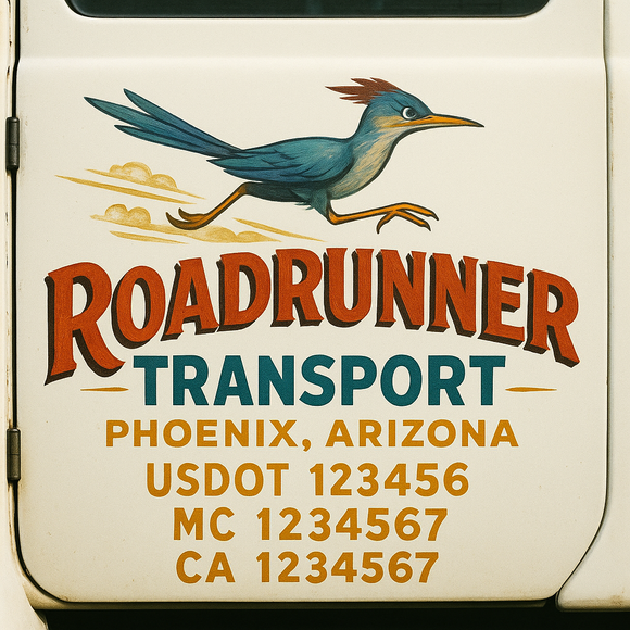 Truck Door Decal Sticker Lettering With USDOT, MC, CA, KYU, GVW & More | Custom Truck Door Decal Sticker Signs (Set of 2)