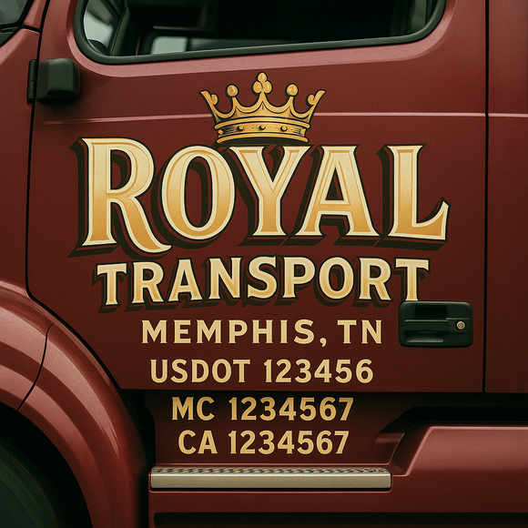Truck Door Decal Sticker Lettering With USDOT, MC, CA, KYU, GVW & More | Custom Truck Door Decal Sticker Signs (Set of 2)