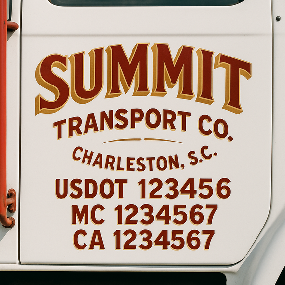 Truck Door Decal Sticker Lettering With USDOT, MC, CA, KYU, GVW & More | Custom Truck Door Decal Sticker Signs (Set of 2)