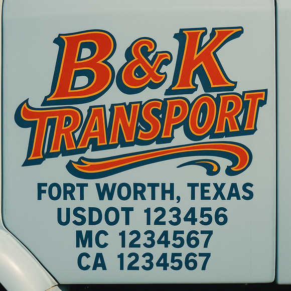 Truck Door Decal Sticker Lettering With USDOT, MC, CA, KYU, GVW & More | Custom Truck Door Decal Sticker Signs (Set of 2)