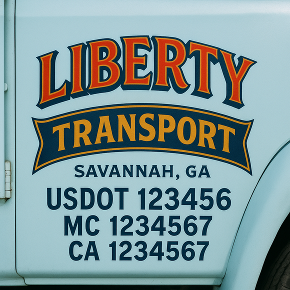 Truck Door Decal Sticker Lettering With USDOT, MC, CA, KYU, GVW & More | Custom Truck Door Decal Sticker Signs (Set of 2)