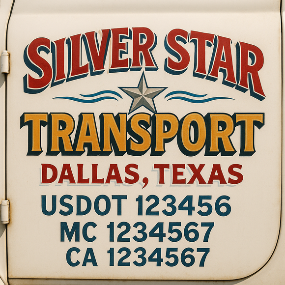 Truck Door Decal Sticker Lettering With USDOT, MC, CA, KYU, GVW & More | Custom Truck Door Decal Sticker Signs (Set of 2)