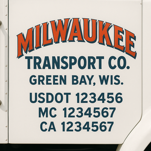 Truck Door Decal Sticker Lettering With USDOT, MC, CA, KYU, GVW & More | Custom Truck Door Decal Sticker Signs (Set of 2)
